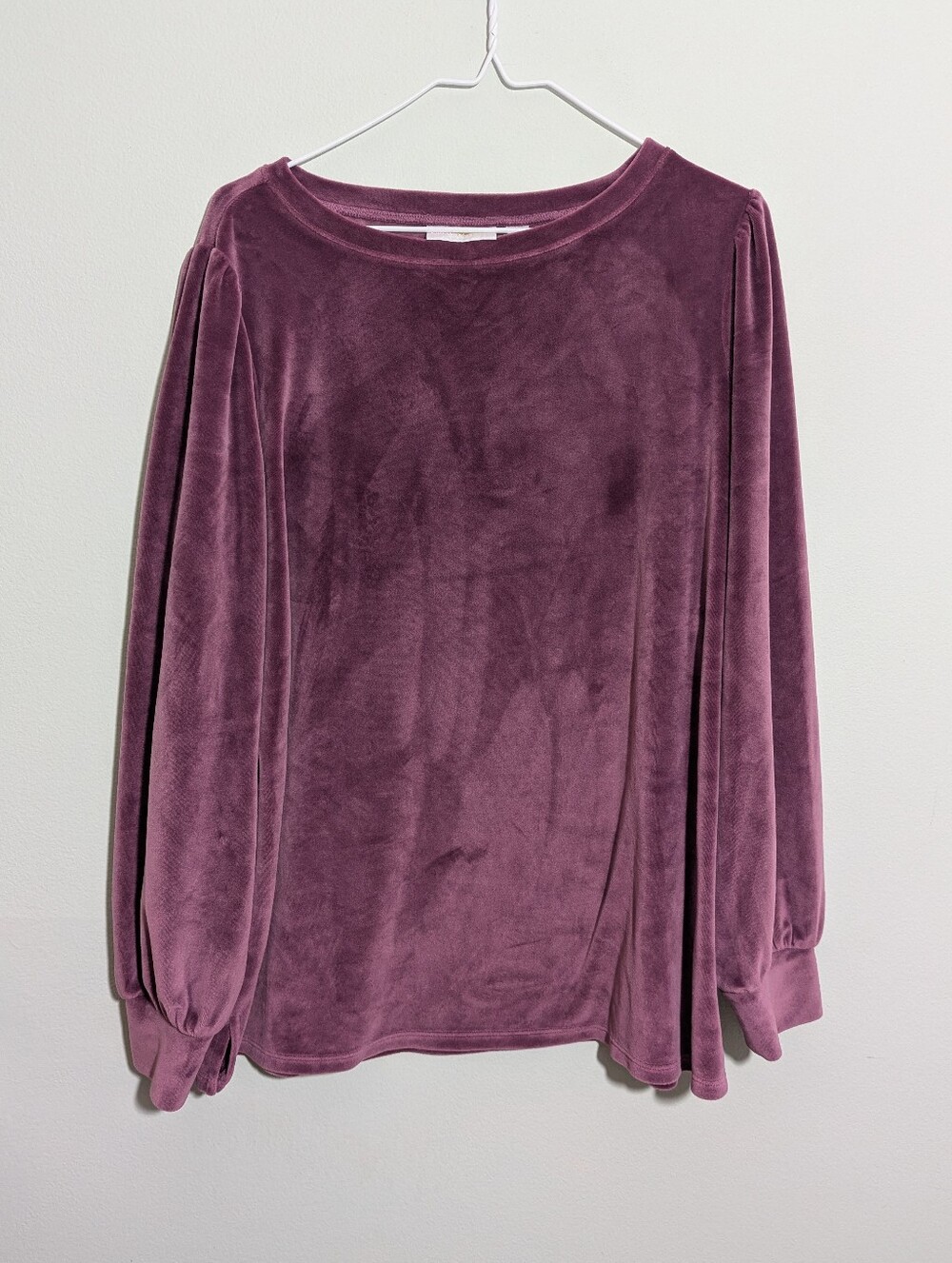 Belle By Kim Gravel Women's Large Belleour Blouson Sleeve Top Mauve Purple Pink